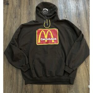 Cactus Jack Hoodie Mens 2XL  Brown McDonald's Travis Scott Graphic Sweatshirt